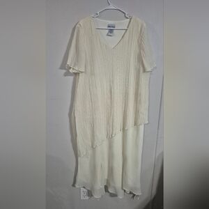 ULTRA DRESS NEW YORK Cream Asymmetrical Dress Size 18W